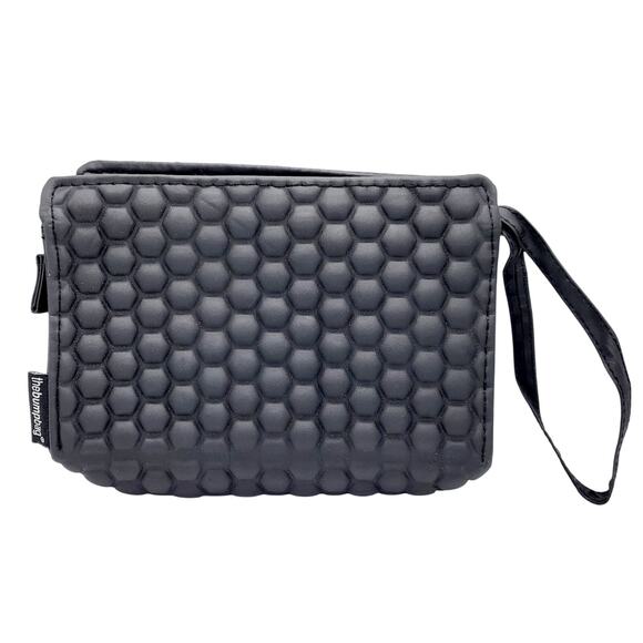 The Bump Black Hexagon Bag Bubble Mini Zip Closure Wristlet Pouch Bag - Picture 1 of 9
